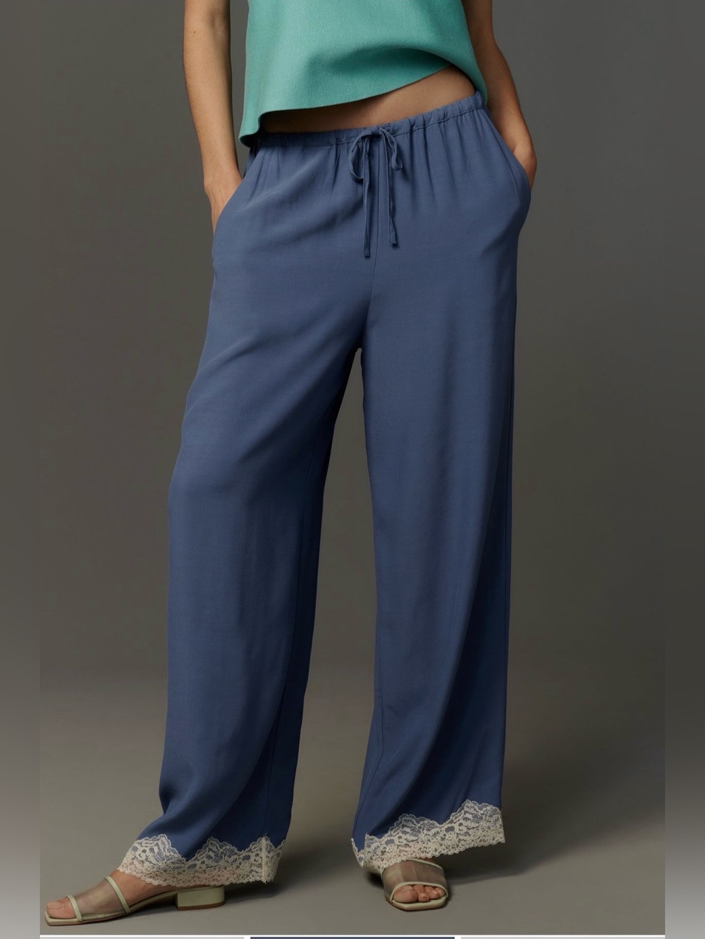 Anthropologie Lace-Trim Silky Pull-on pants